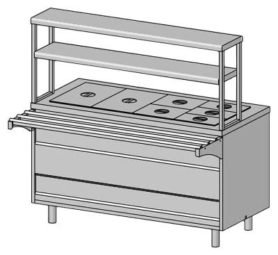 Прилавок-мармит 2-х блюд ЦМИ Волга ПМ2нп2 (1500х700(1030)х1480 мм)